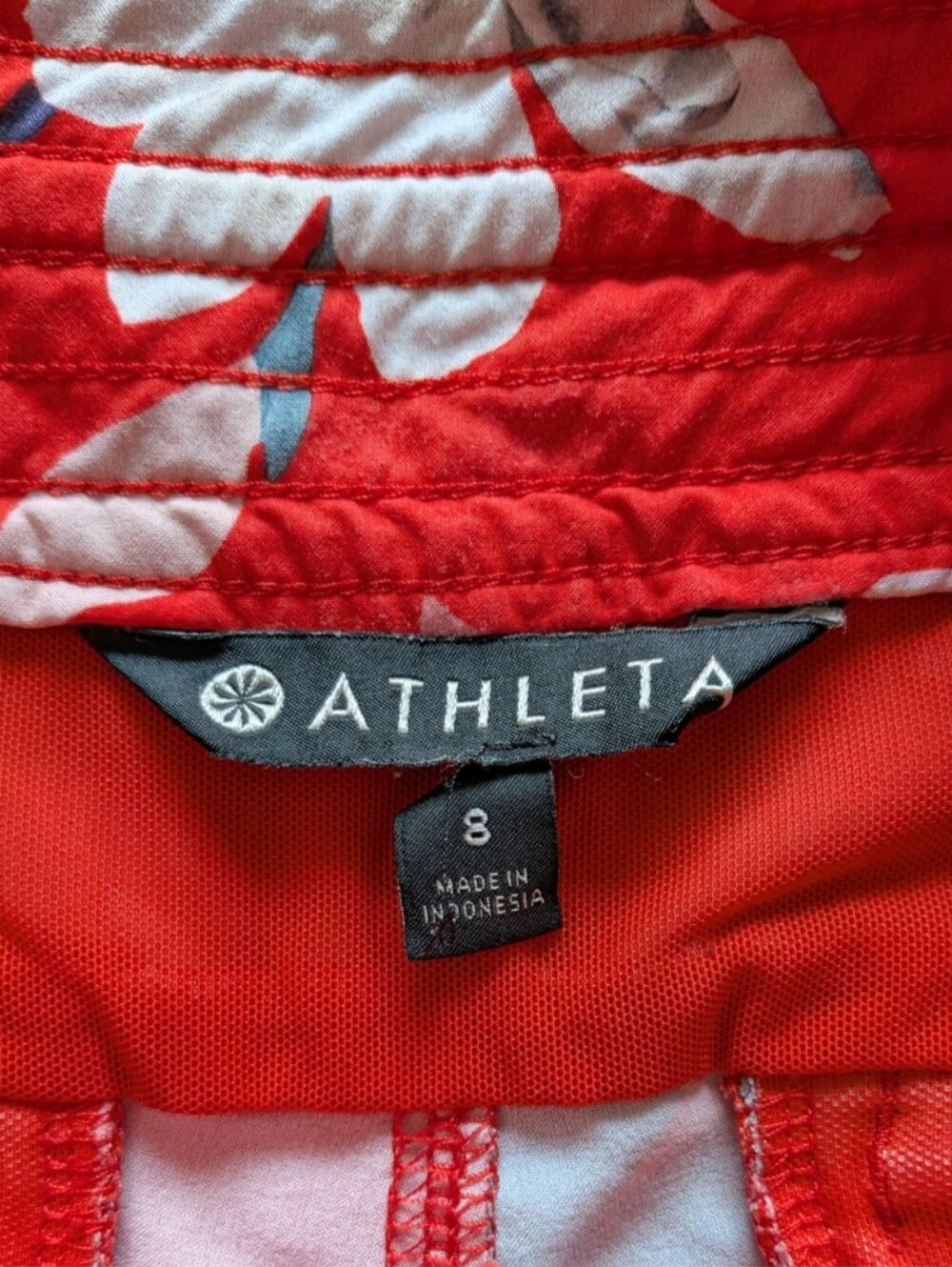 Athleta Red Floral Drawstring Beach Shorts - Picture 3 of 5